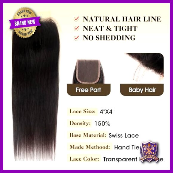 16A Brazilian Straight Human Hair Bundles with 4x4 HD Lace Closure main image 4